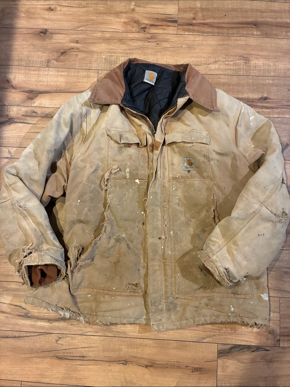 Vintage Carhartt Tan/Brown Canvas Insulated Work Jacket